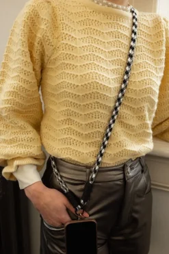 DAMES Z-Style Telefoonkoorden^Telefoonkoord Meis | Lang | Zwart/wit