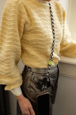 DAMES Z-Style Telefoonkoorden^Telefoonkoord Meis | Lang | Zwart/wit