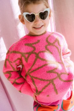 Studio Poespas Truien & Vesten | Truien & Vesten^Trui Dottie kids | Neon pink & sand |