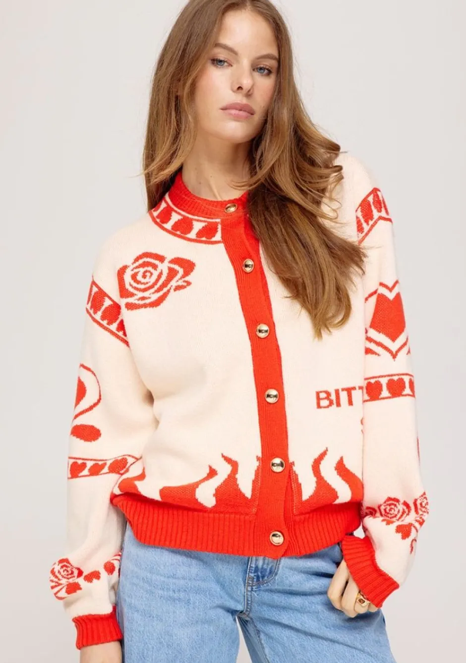 DAMES Harper u0026 Yve Vesten | Vesten & Truien^Vest Jazz | Ecru/spicy red | Harper & Yve