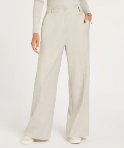 DAMES By Mev Broeken^Wide leg pantalon Kate | Light grey melange | JOSH V